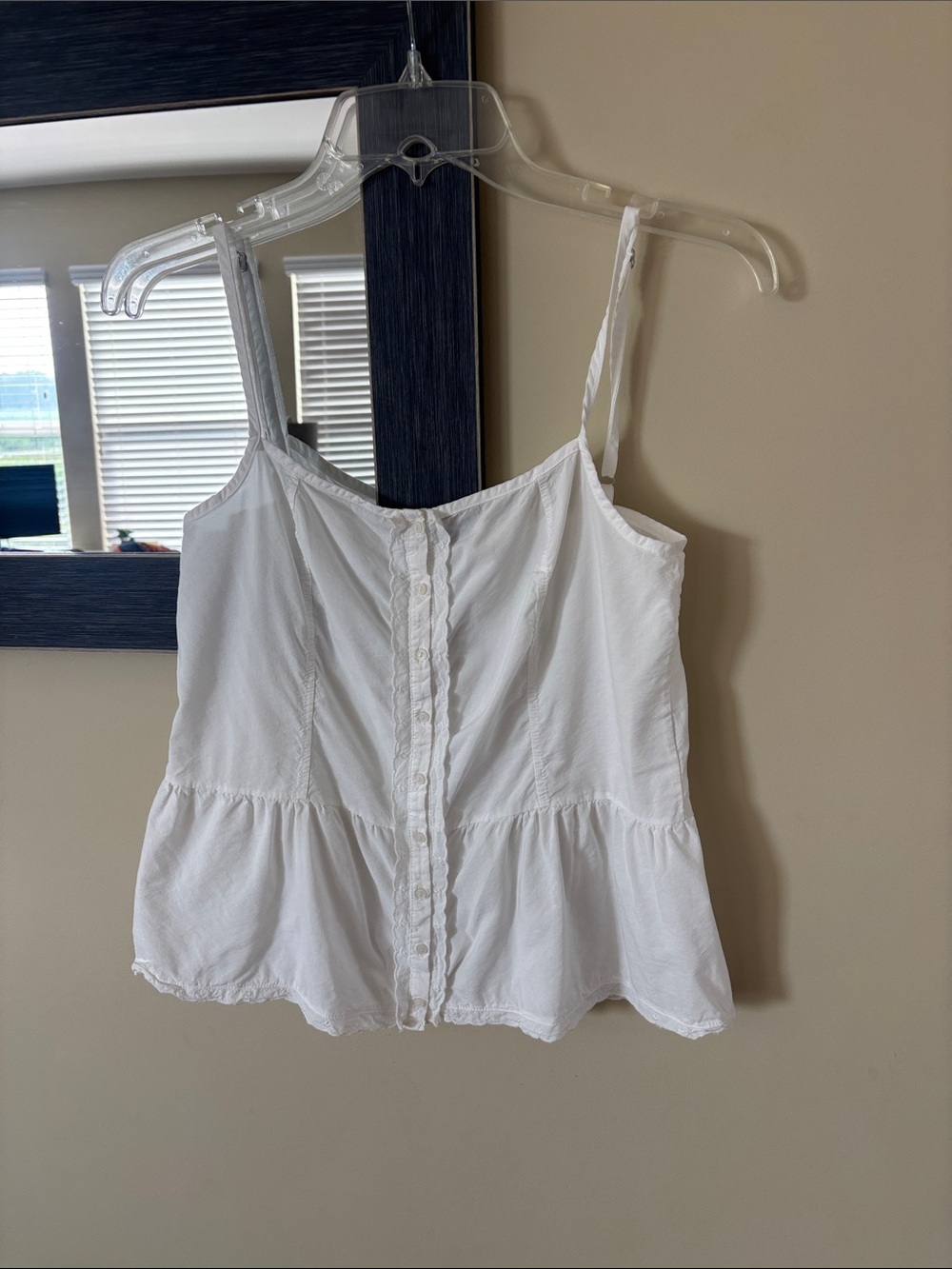 Brandy Melville White Button-Front Peplum Camisole